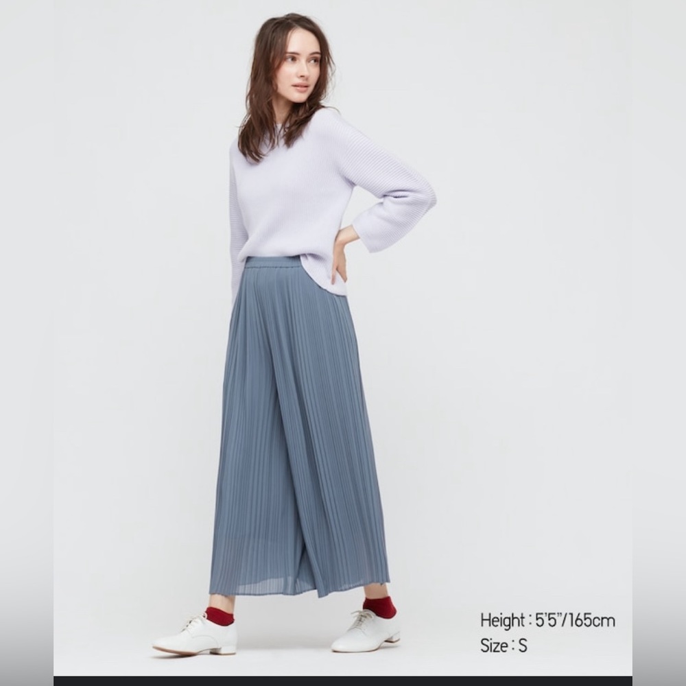 Oak + Fort Wide Leg Pleated Pant Blue - Picture 4 of 7